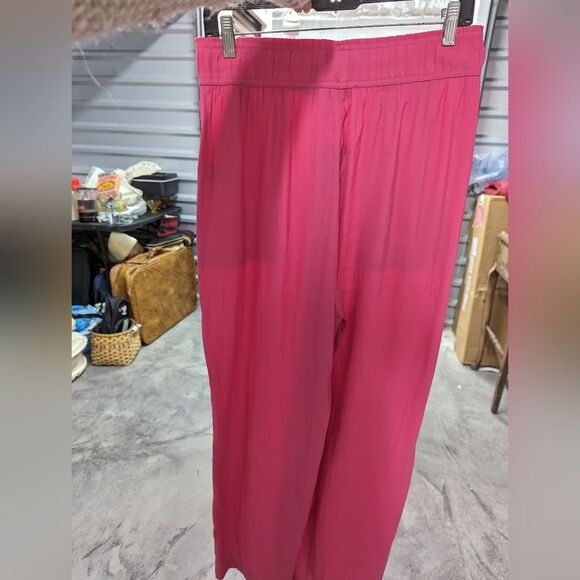 Madison d' Amelie NWT Medium Pink High Waisted Wide Leg Trousers Pants w Pockets - Picture 3 of 6